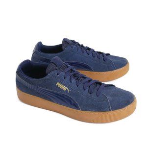 Puma Womens Vikky Platform Sneakers Blue Suede Lace Up Size 11